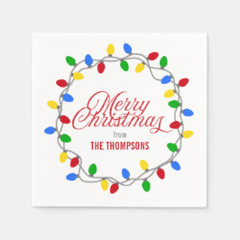 クリスマスライトサークル |メリークリスマスカスタム スタンダードカクテルナプキン