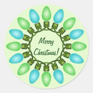 クリスマスライトサークル(青と緑) ラウンドシール