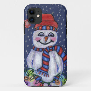 クリスマスライトスマイル雪だるま iPhone 11 ケース