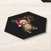 クリスマスライトスロース着用クリスマスハット – Sloth Lo ペーパーコースター (アングル)