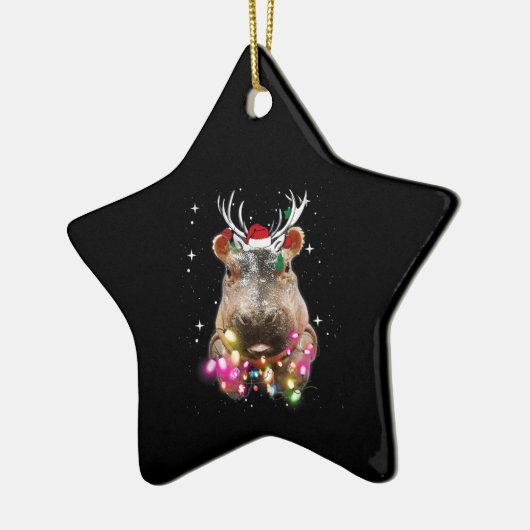 クリスマスライトズヒッポフィオナヒポポタモスラバー セラミックオーナメント (左)