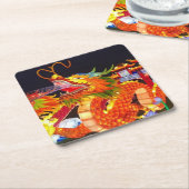 クリスマスライトズフェスティバル中国のドラゴンランタン スクエアペーパーコースター (アングル)