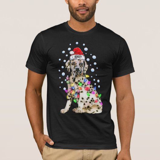クリスマスライトダルマチアン犬の子犬 Tシャツ (正面)