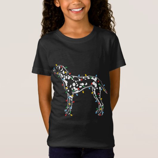 クリスマスライトダルマチアン犬の恋人の醜いセーター Tシャツ (正面)