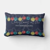 クリスマスライトダークブルー装飾用クッション ランバークッション (正面)