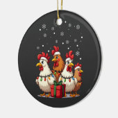 クリスマスライトチキンサンタおもしろいクリスマス セラミックオーナメント (左)