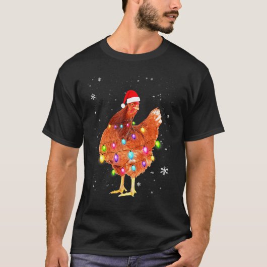 クリスマスライトチキンサンタクリスマスツリーチキン Tシャツ (正面)