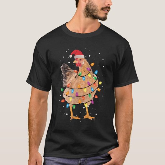 クリスマスライトチキンシャツサンタおもしろいクリスマスTr Tシャツ (正面)