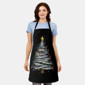 クリスマスライトツリーホリデイ エプロン (着用した状態)