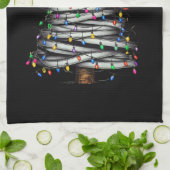 クリスマスライトツリーホリデイ キッチンタオル (折り畳み)