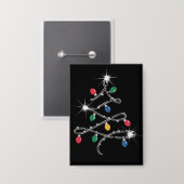 クリスマスライトツリーラインストーンメガきらきら光る 缶バッジ (正面/裏面)