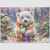 クリスマスライトデコパージュにかわいいホッキョクグマ 薄葉紙 (正面)