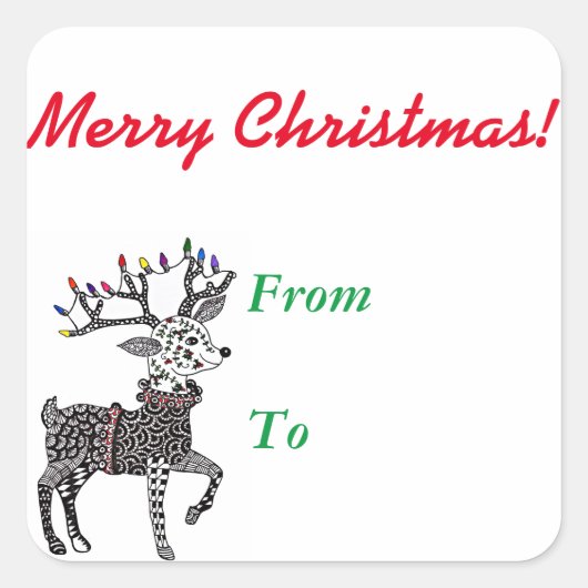 クリスマスライトトトトトインディアステッカー スクエアシール (正面)