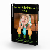 クリスマスライトトリオオレンジとブルーパーソナライズされた フォトブロック (右)