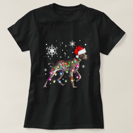 クリスマスライトドイツショートポインタードッグ2 Tシャツ (デザイン正面)