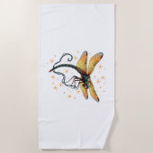 クリスマスライトドラゴンフライ ビーチタオル (正面)