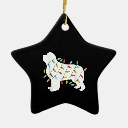 クリスマスライトニューファンドランドの贈り物 |愛犬家 セラミックオーナメント (裏面)