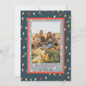 クリスマスライトネイビーブルーホリデーフォトカード 招待状 (正面)