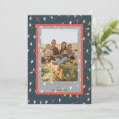 クリスマスライトネイビーブルーホリデーフォトカード 招待状 (スタンド正面)