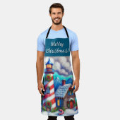 クリスマスライトハウス航海のコースタルマウンテン エプロン (着用した状態)