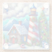 クリスマスライトハウス航海のコースタルマウンテン ガラスコースター (裏面)