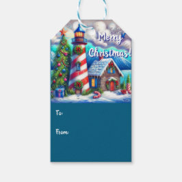 クリスマスライトハウス航海のコースタルマウンテン ギフトタグ