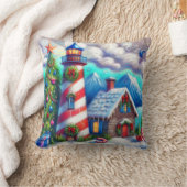 クリスマスライトハウス航海のコースタルマウンテン クッション (ブランケット)