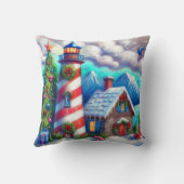 クリスマスライトハウス航海のコースタルマウンテン クッション (裏面)