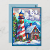 クリスマスライトハウス航海のコースタルマウンテン シーズンポストカード (正面/裏面)