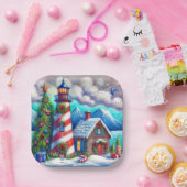 クリスマスライトハウス航海のコースタルマウンテン ペーパープレート (パーティー)