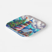 クリスマスライトハウス航海のコースタルマウンテン ペーパープレート (傾斜あり)