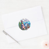 クリスマスライトハウス航海のコースタルマウンテン ラウンドシール (封筒)