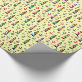 クリスマスライトハウス航海の黄色の背景 ラッピングペーパー (角)