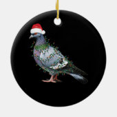 クリスマスライトハト着てクリスマスサンタハットピグ セラミックオーナメント (裏面)