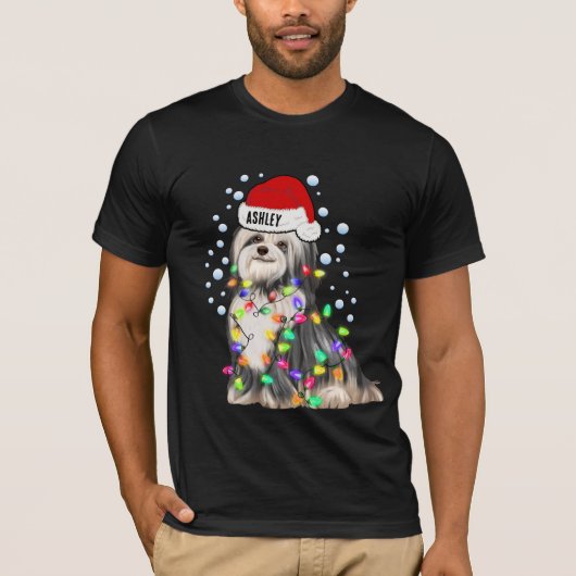 クリスマスライトハバナ犬の人形 Tシャツ (正面)