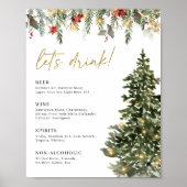 クリスマスライトパイン結婚ズ飲料バー標識 ポスター (正面)
