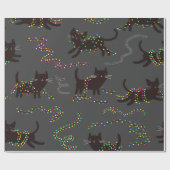 クリスマスライトパターンの猫 ラッピングペーパー (フラット)