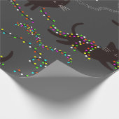 クリスマスライトパターンの猫 ラッピングペーパー (角)