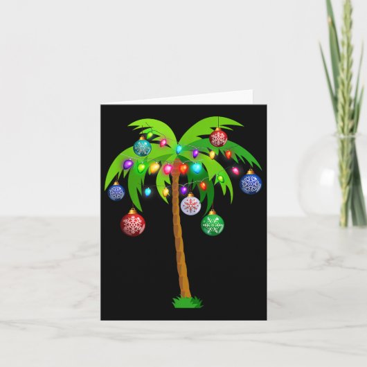 クリスマスライトパームツリーおもしろいハワイビーチトロピック カード (正面)
