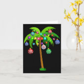 クリスマスライトパームツリーおもしろいハワイビーチトロピック カード (黄色い花)