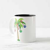 クリスマスライトパームツリーハワイビーチトロピカルx ツートーンマグカップ (正面左)