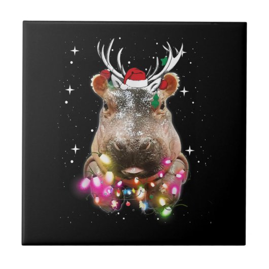 クリスマスライトヒッポポタムス恋人 タイル (正面)