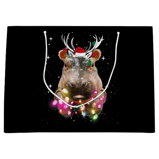 クリスマスライトヒッポポタムス恋人 ラージペーパーバッグ (正面)