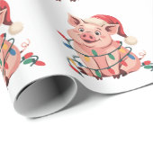 クリスマスライトピグ着クリスマス帽子 – ピグ恋人 ラッピングペーパー (ロールコーナー)