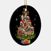 クリスマスライトピットブルサンタハットツリーピットブル セラミックオーナメント (右)