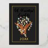 クリスマスライトファミリーフォトコラージュ 箔シーズンカード (正面)