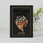 クリスマスライトファミリーフォトコラージュ 箔シーズンカード (立ち正面)