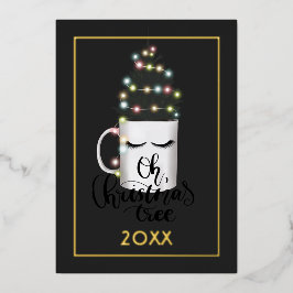 クリスマスライトファミリー写真コラージュホイルハoliday 箔シーズンカード