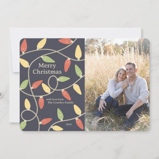 クリスマスライトフォトカード – ヴィンテージスタイル シーズンカード (正面)