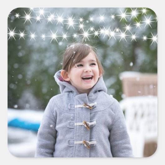 クリスマスライトフォトホリデーステッカー スクエアシール (正面)